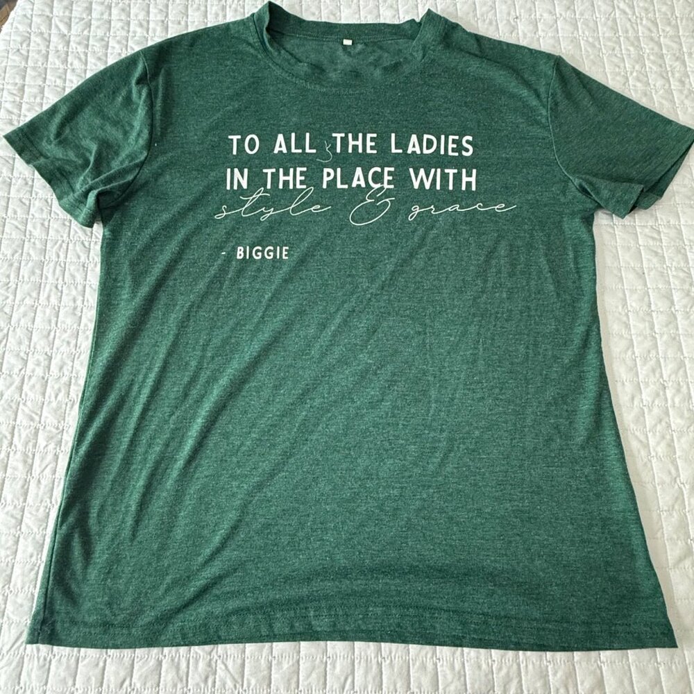 Womens Green Graphic Tee M Polyester Blend